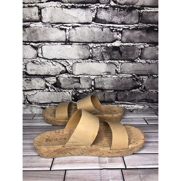 Korks Nude Leather Slip On Slides Cork Casual Wedge Shoes Women’s Sz 9M US/40EU - Picture 16 of 16
